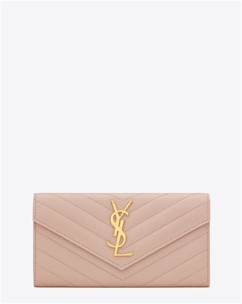 pale pink ysl flap wallet|YSL wallet price.